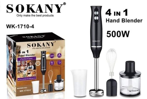 sokany 4 in 1 hand blender with jar,whisk and food chooper