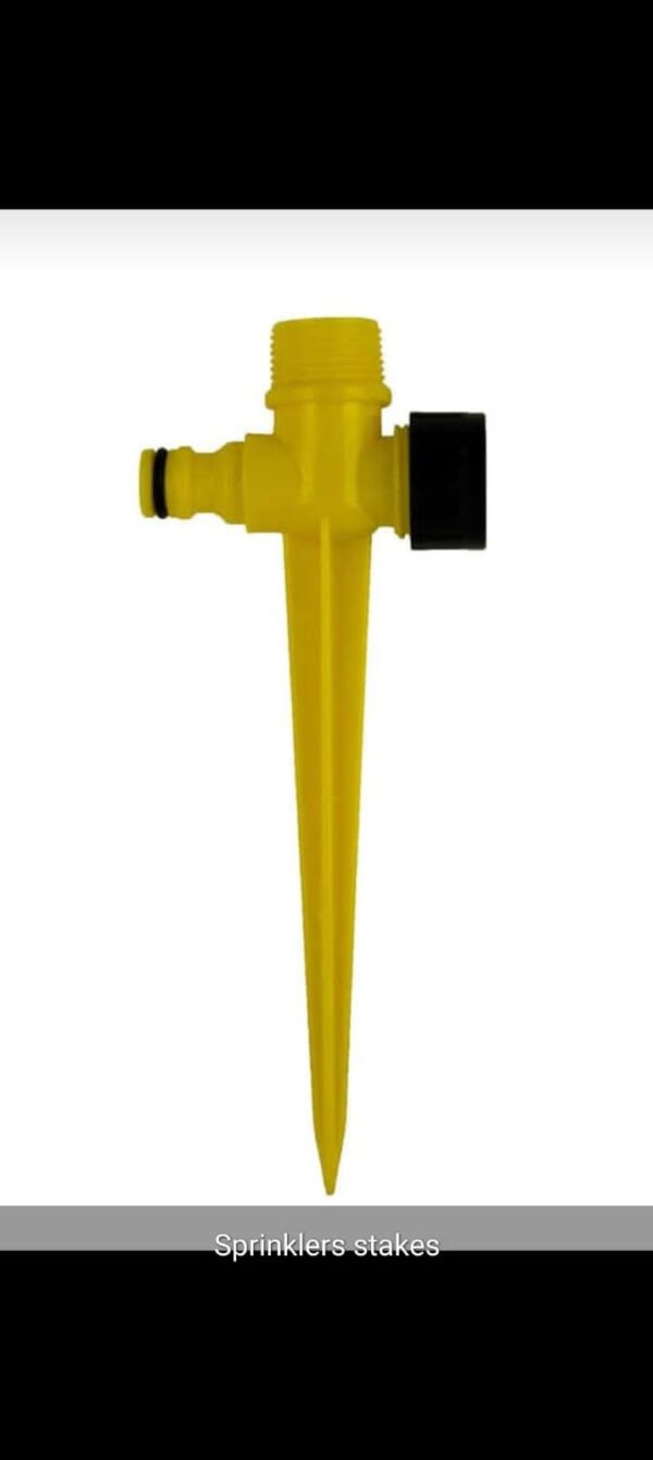 Yellow sprinkler stakes